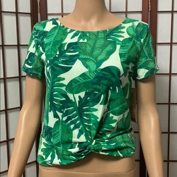 NWT ALMOST FAMOUS GREEN & WHITE TOP Size S - Picture 2 of 6